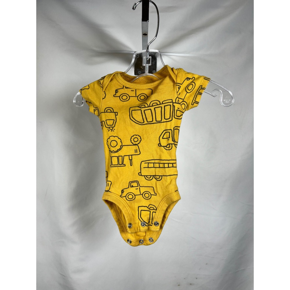 Child of Mine by Carters Newborn Bodysuit Yellow Construction Truck Print 0M